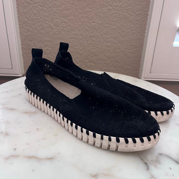 Ilse Jacobsen Shoes - Ilse Jacobsen Women's Tulip Slip On Shoes 40 Black Loafer Comfort Laser Cut